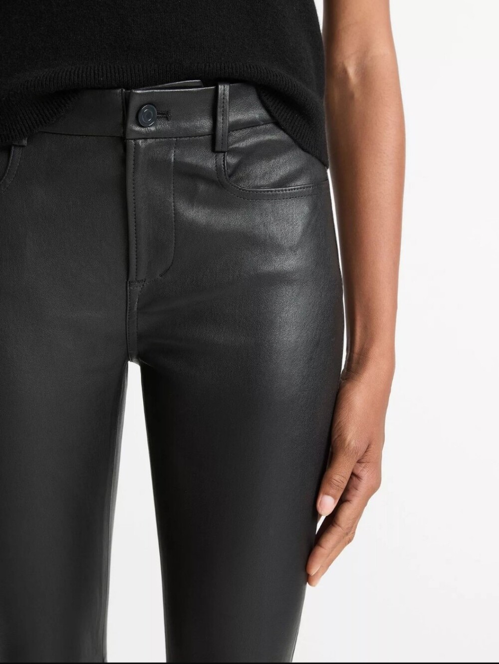 Vince Black Leather Suede Pants Jeans Midrise Cropped Women's 6